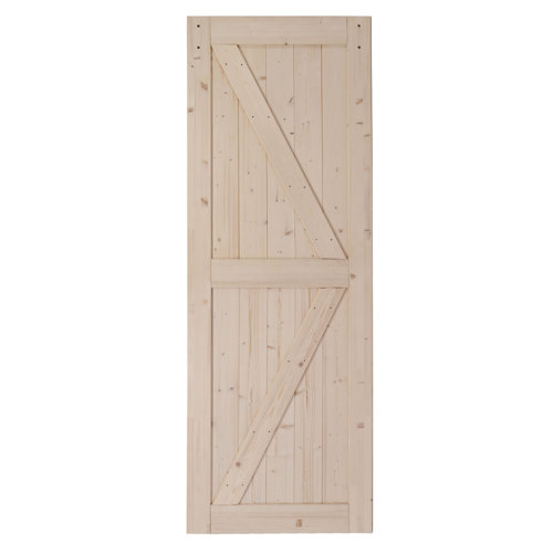 84'' Solid Wood Paneled With Installation Hardware Kit Barn Door 
